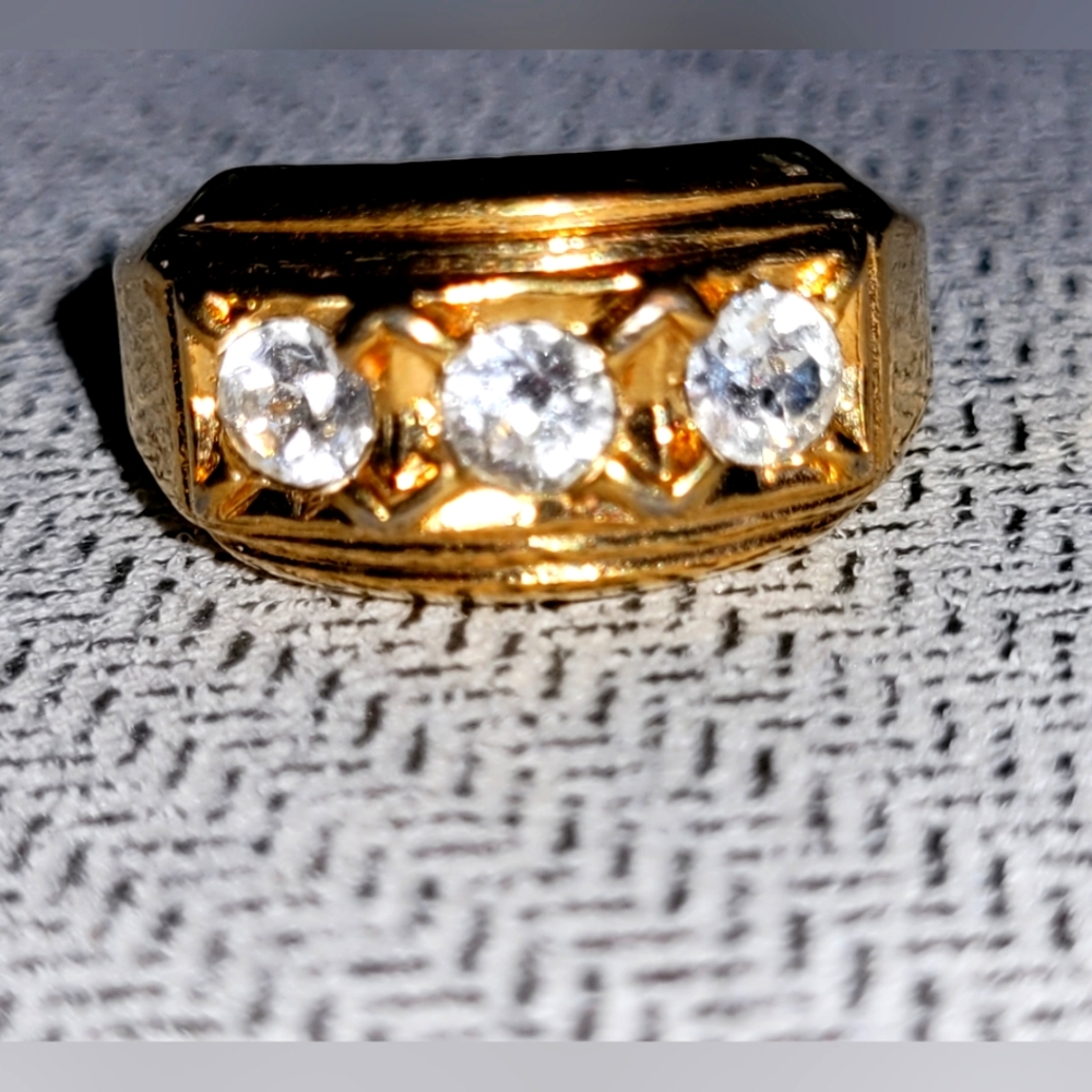 3 Stone Vintage Gold Filled Ring SIZE 9